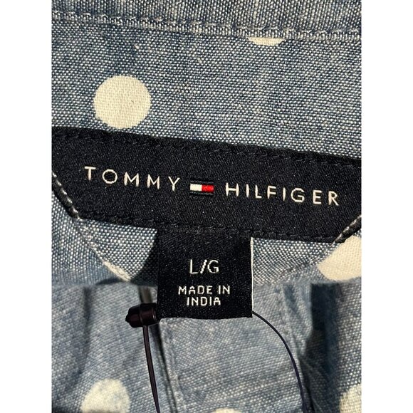 Tommy Hilfiger Womens Polka Dot Sleeveless Button-Down Shirt L/G - Picture 8 of 14